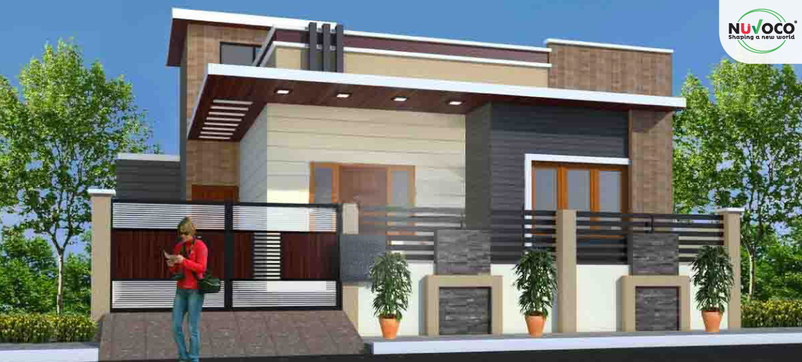Single floor house design - 1500 sqft