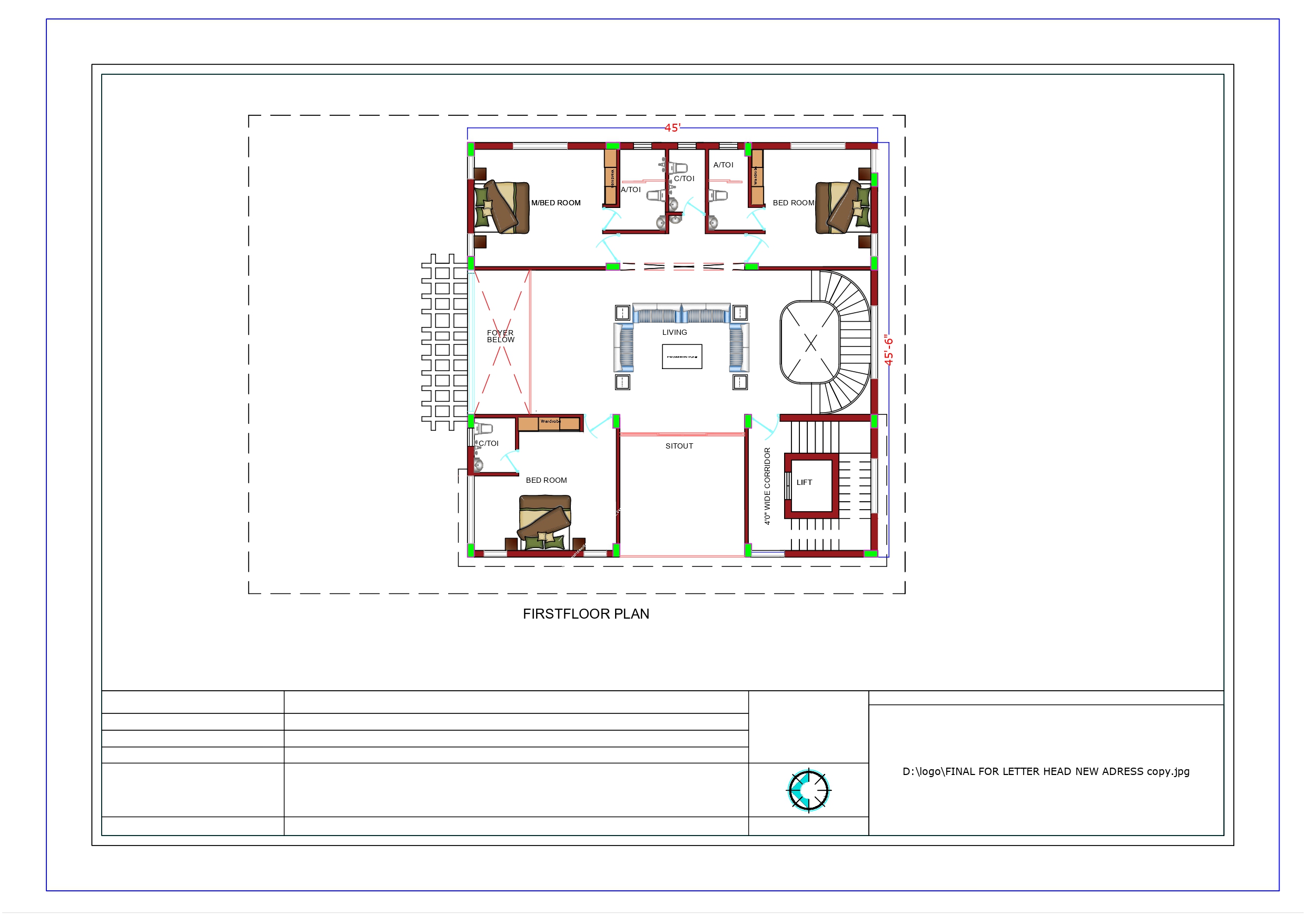 3 Storey Floor Design First Floor Plan - 3500 Sqft