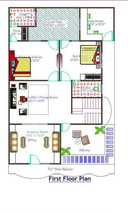 Two Floor House Design First Floor Plan - 2000 Sqft